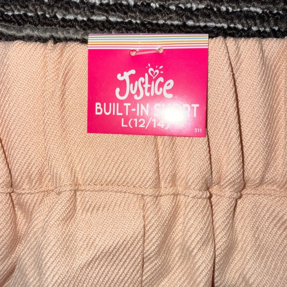 Justice Asymmetrical Pleated Skort Kids Size L 12/14 New Mocha Peach Gold Button